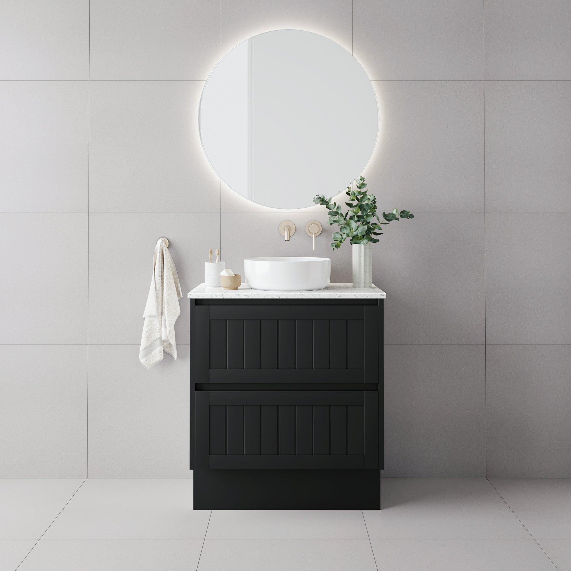 Bayside 750mm Single Basin Wall Hung Vanity Cabinet Matte Black