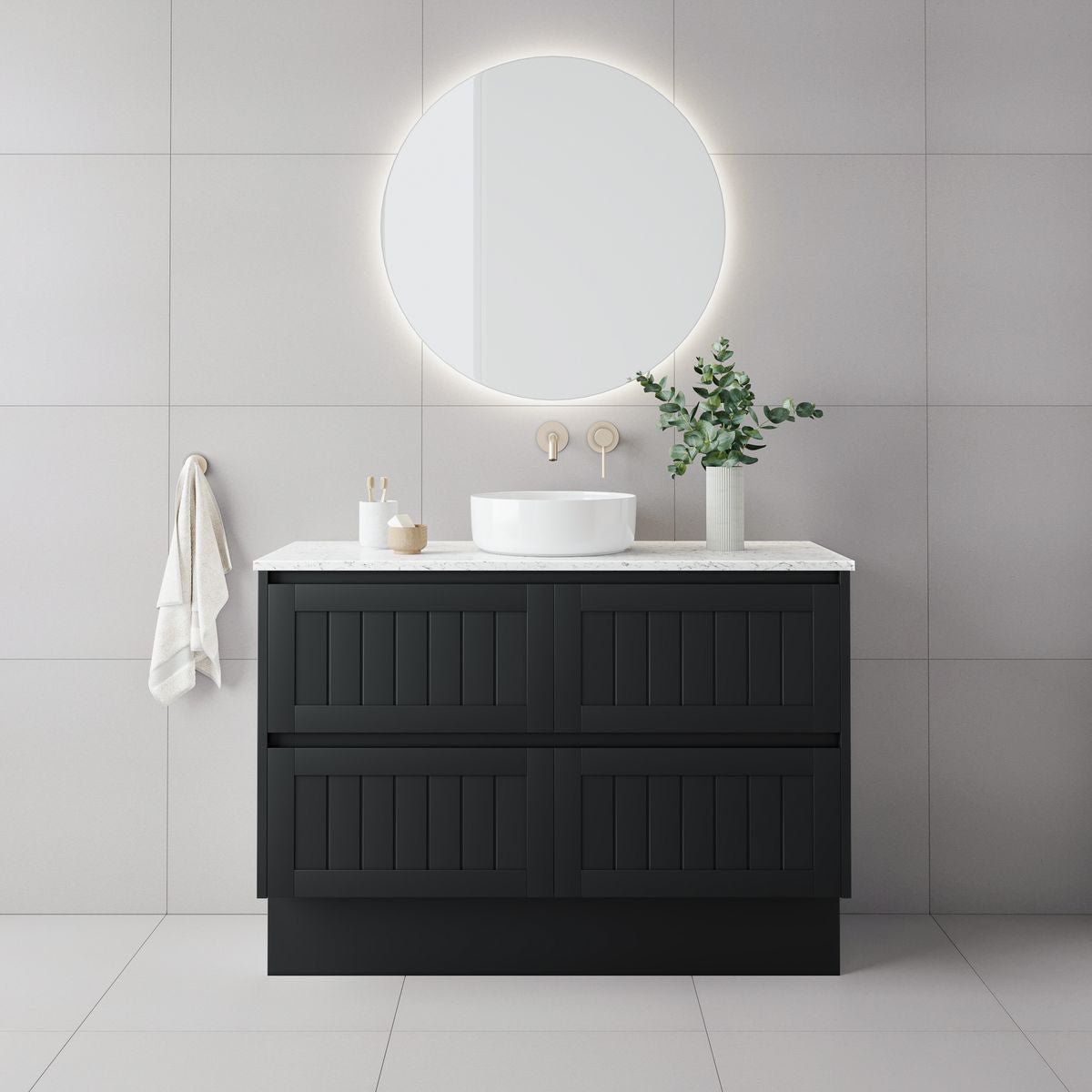 Bayside 1200mm Single Basin Wall Hung Vanity Cabinet Matte Black