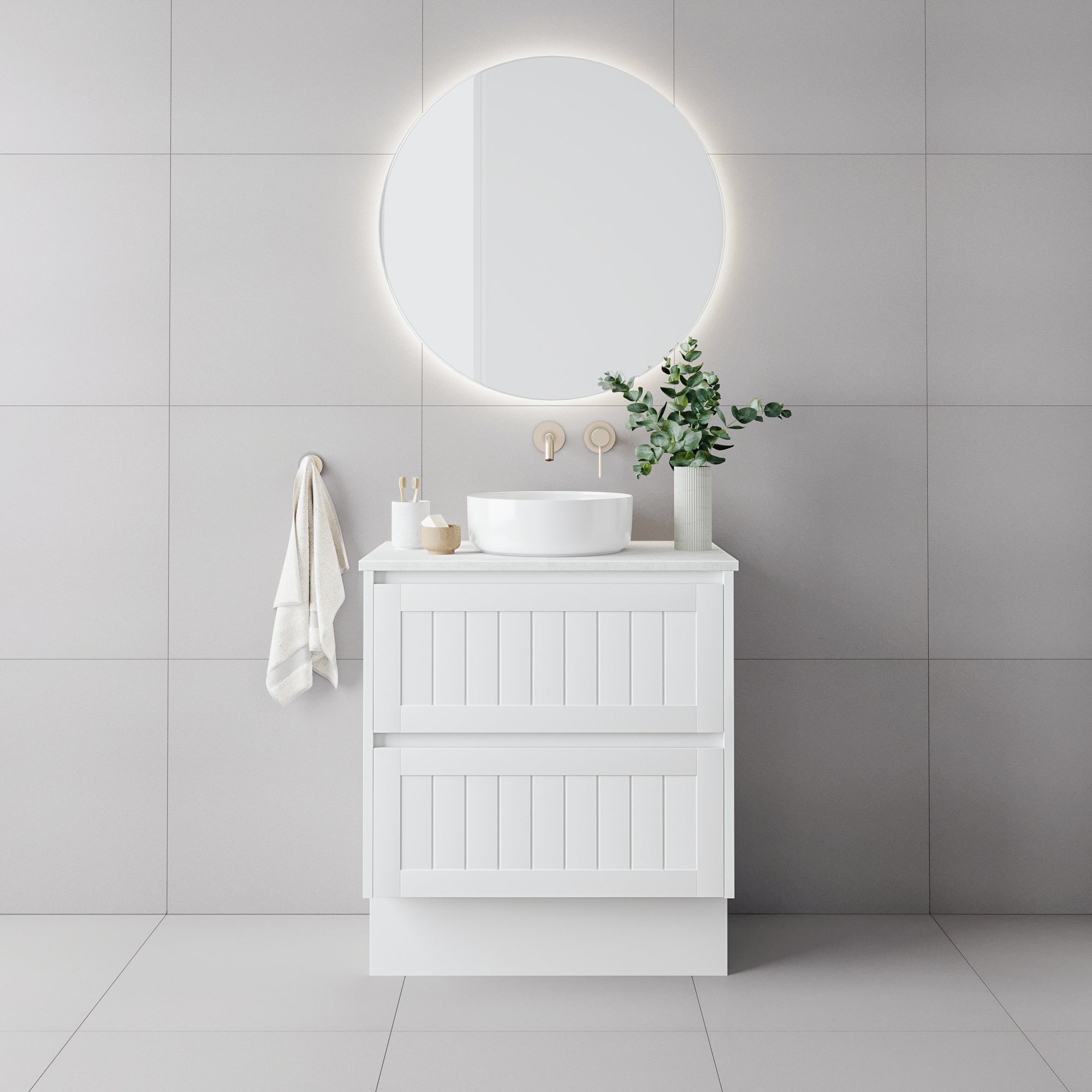 Bayside 750mm Single Basin Wall Hung Vanity Cabinet Matte White