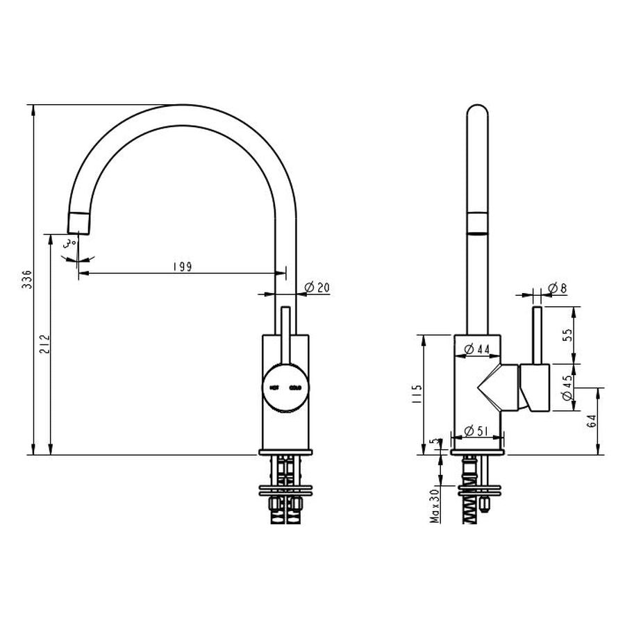 Cioso Sink Mixer Gooseneck Brushed Nickel