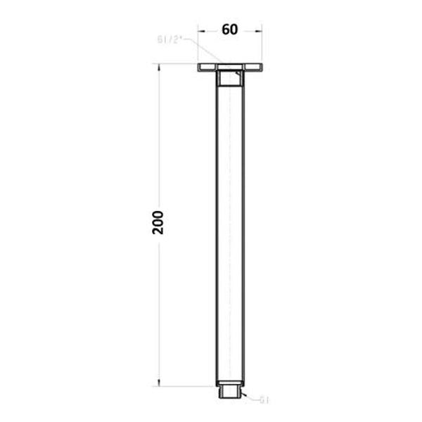 Kiato Ceiling Dropper 200mm Chrome