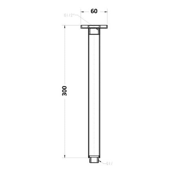 Kiato Ceiling Dropper 300mm Chrome