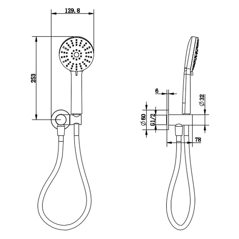 Akemi Hand Shower On Adjustable Bracket Gun Metal