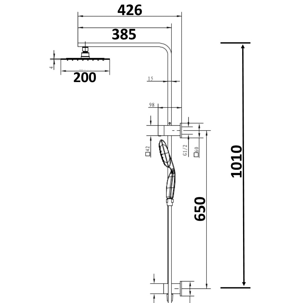 Kiato Combination Shower Black