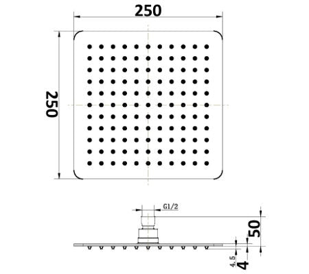 Kiato Overhead Shower 10360 Polished Stainless Steel
