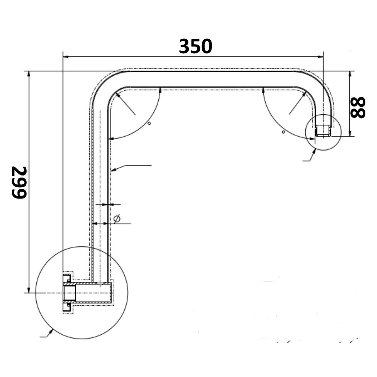 Akemi Hi Rise Shower Arm 350mm Gun Metal