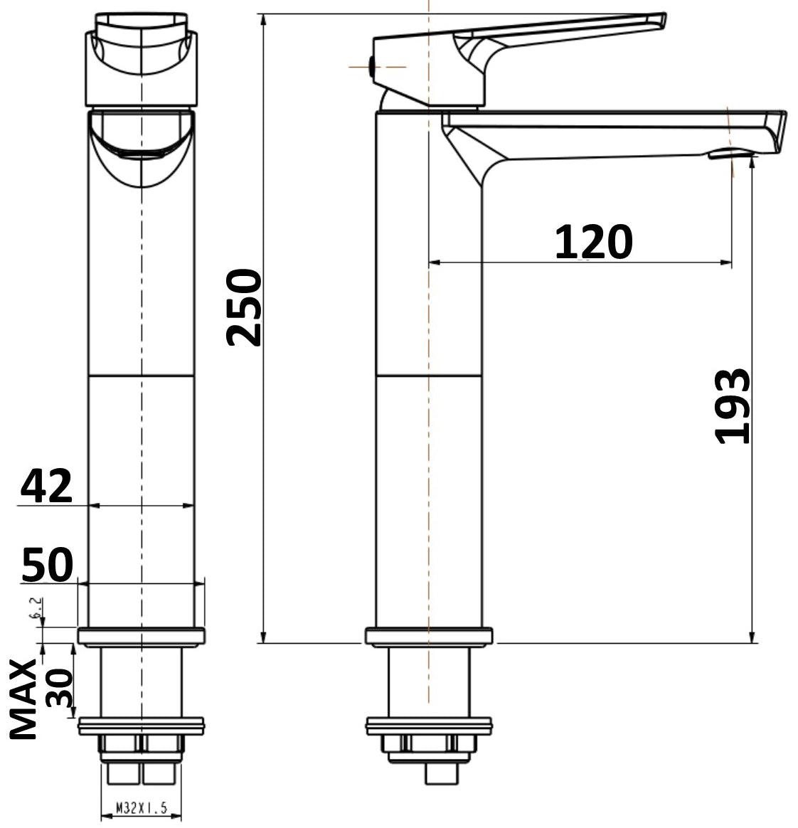 Akemi Extended Basin Mixer Chrome