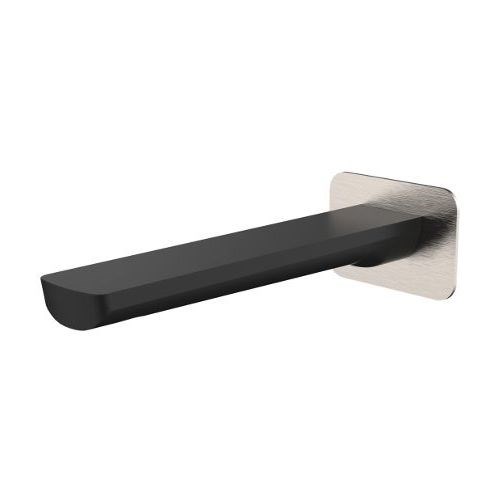 Akemi 235mm Bath Spout Square Plate Black & Brushed Nickel