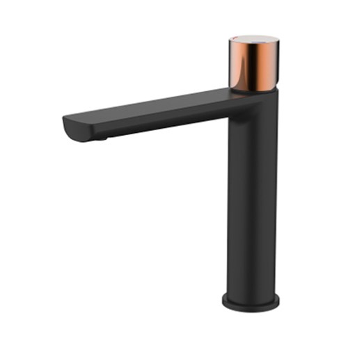 Finesa Mid Rise Vessel Mixer Black & Rose Gold