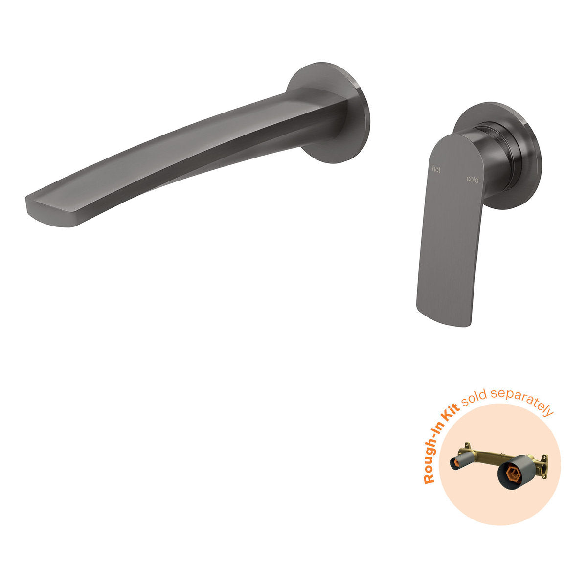 Phoenix Mekko SwitchMix Wall Basin/Bath Mixer Set 200mm Round Plates (Fit-Off Kit Only) - Lead Free, Brushed Carbon