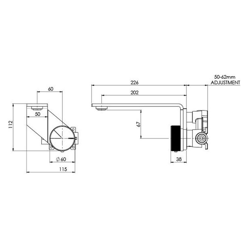 Axia Wall Basin / Bath Mixer Set 200mm - Brushed Nickel
