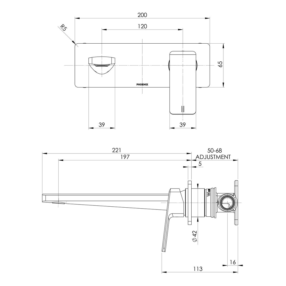 Enviro316 Wall Basin / Bath Mixer Set 200mm