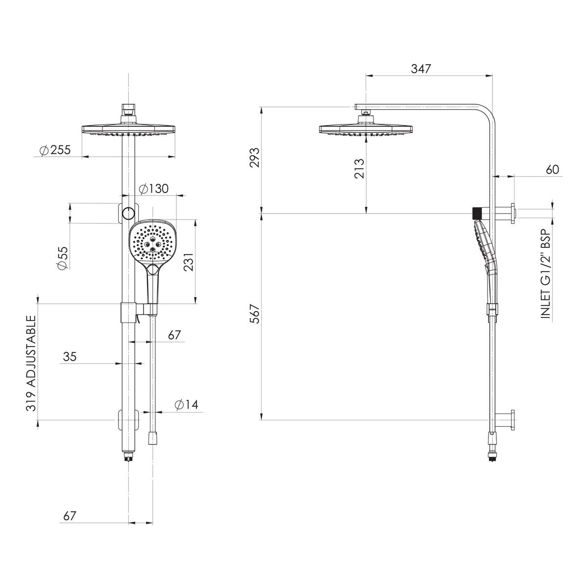 Nuage Twin Shower - Brushed Carbon