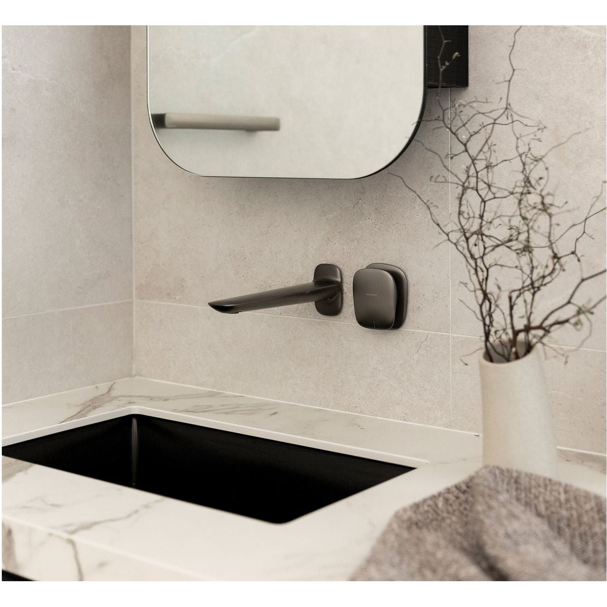 Nuage Wall Basin / Bath Mixer Set 200mm - Brushed Carbon