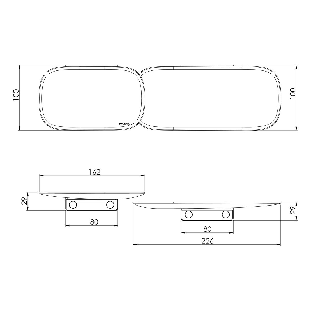 Nuage Shower Shelves - Brushed Carbon