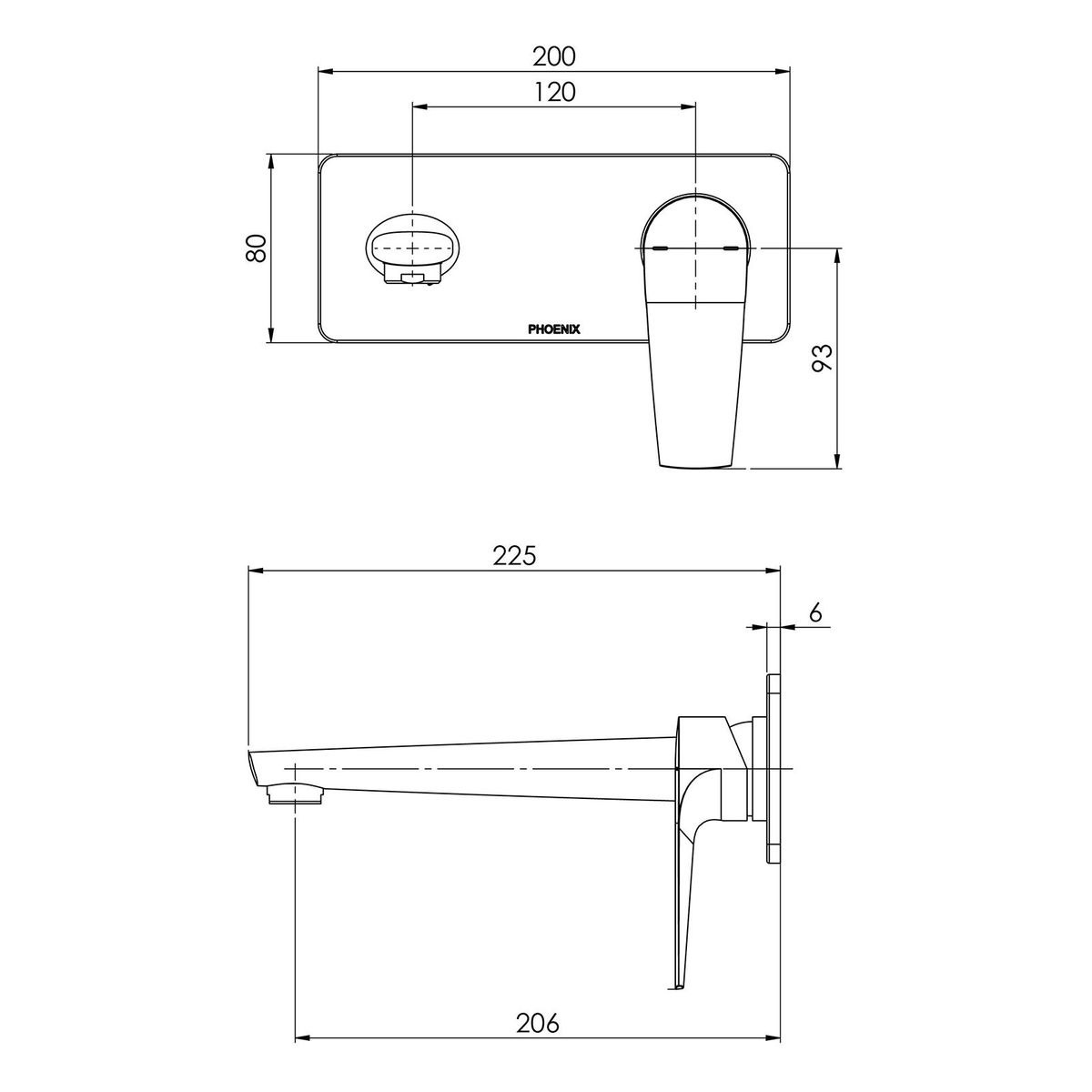 Arlo Wall Basin / Bath Mixer Set 200mm Trim Kit Only, 6 Star, Lead Free - Matte Black