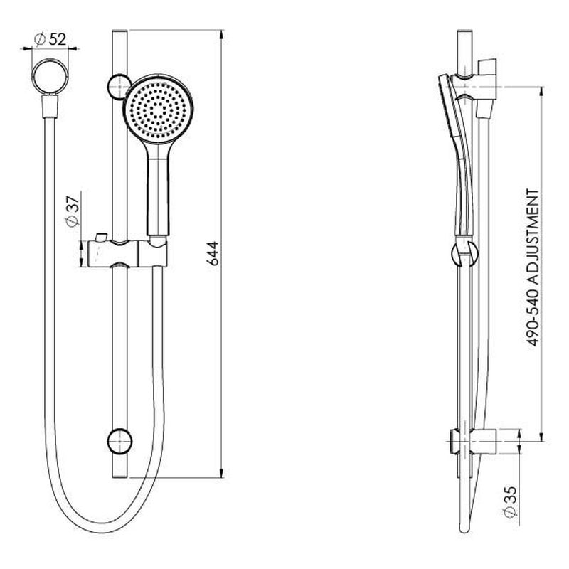 Pina Rail Shower - Matte Black