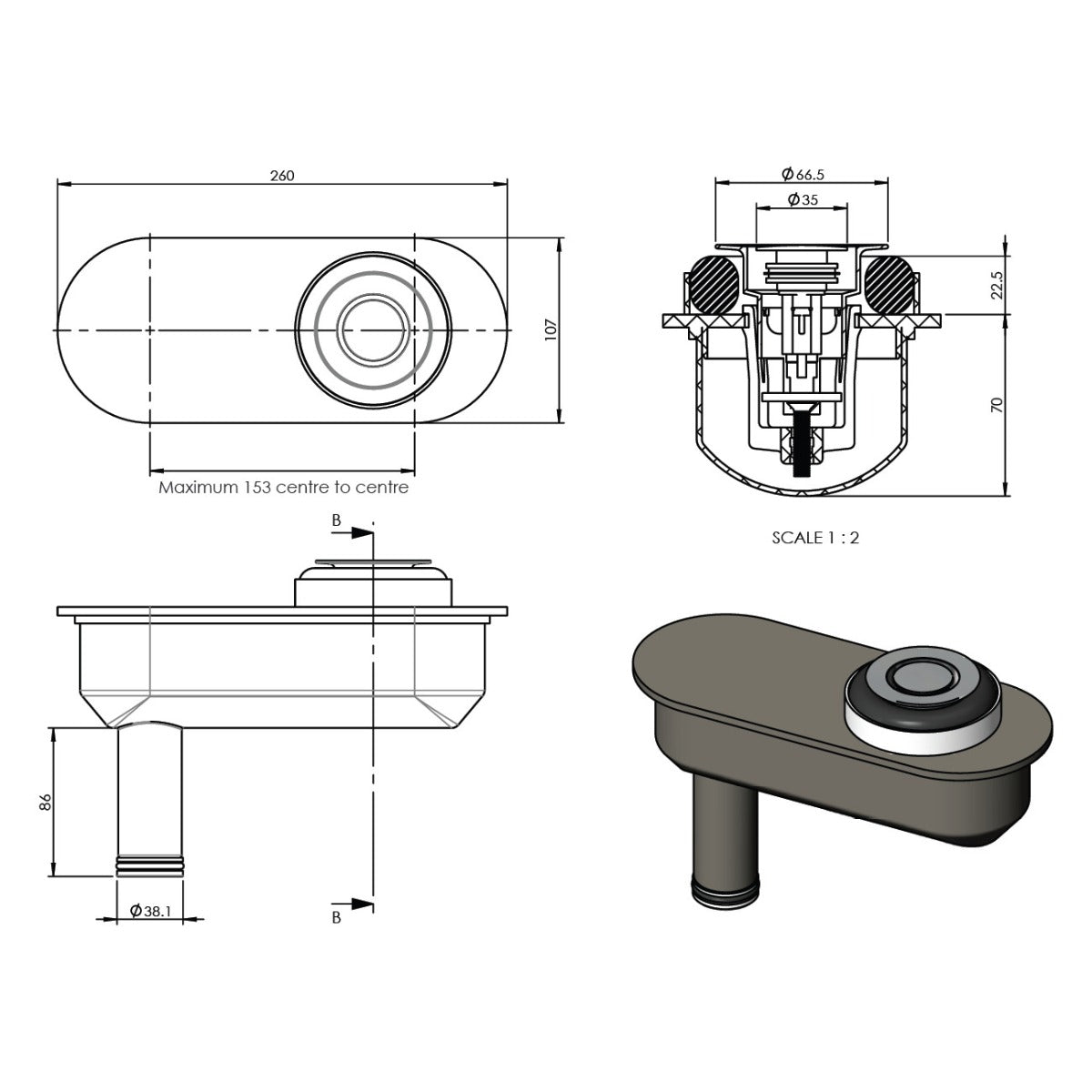 P&W Bathdinger Pop Down - Brushed Nickel