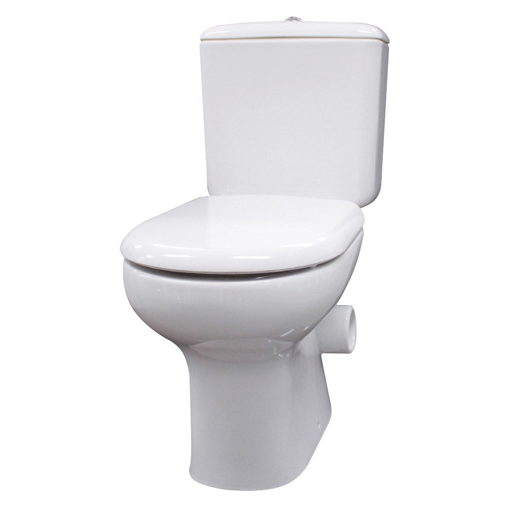 RAK Liwa White Close-Coupled Toilet Suite, Right Skew Trap