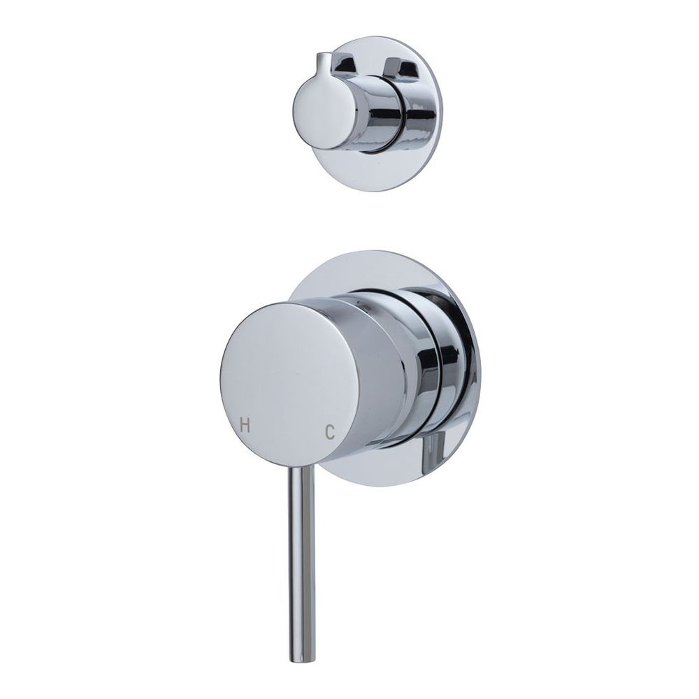 Kaya Wall Diverter Mixer, Small Round Plates, Chrome