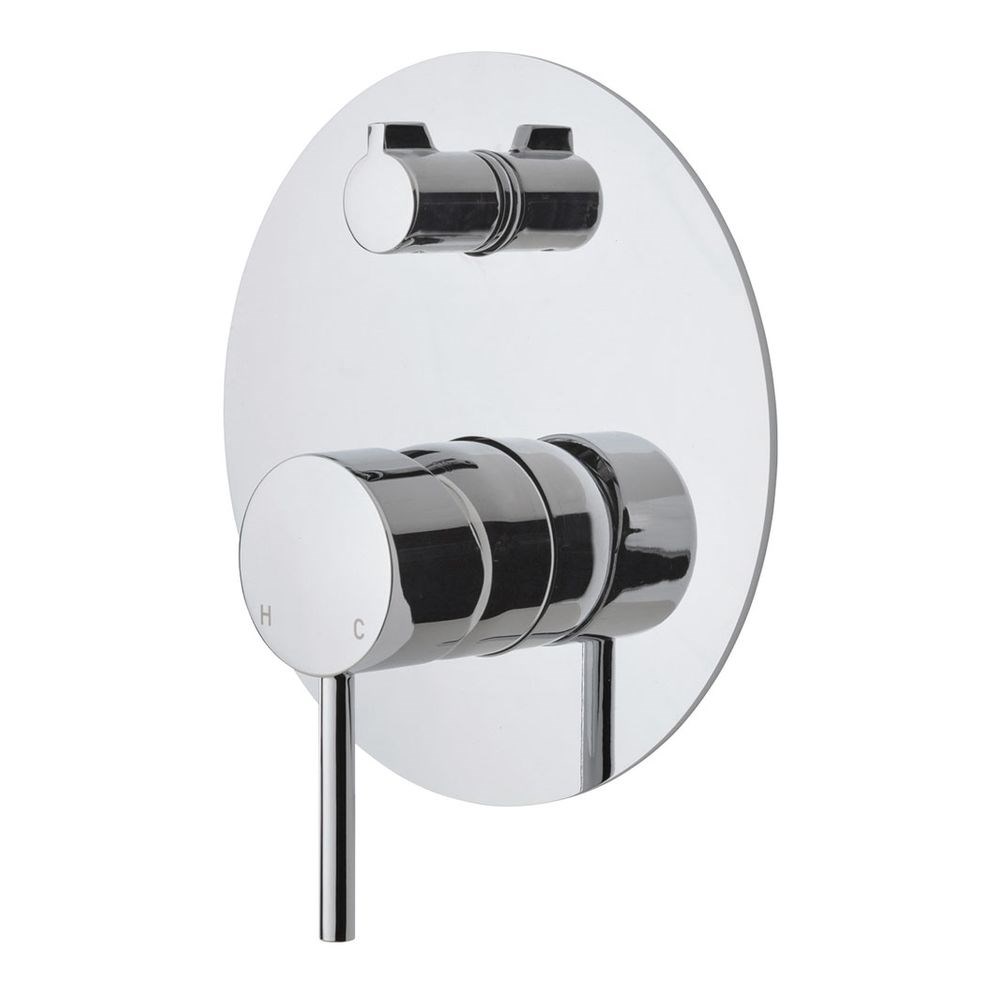 Kaya Wall Diverter Mixer, Large Round Plate, Chrome