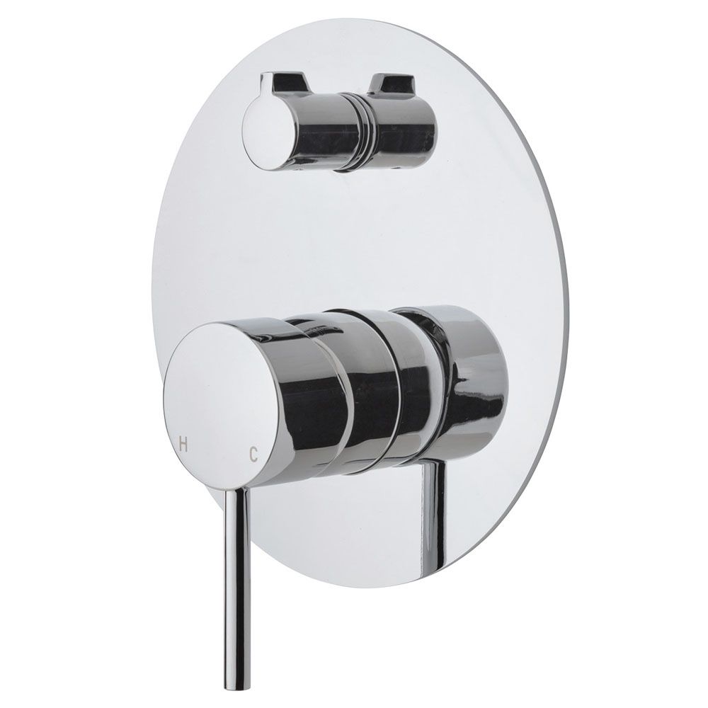 Kaya Wall Diverter Mixer, Large Round Plate, Chrome