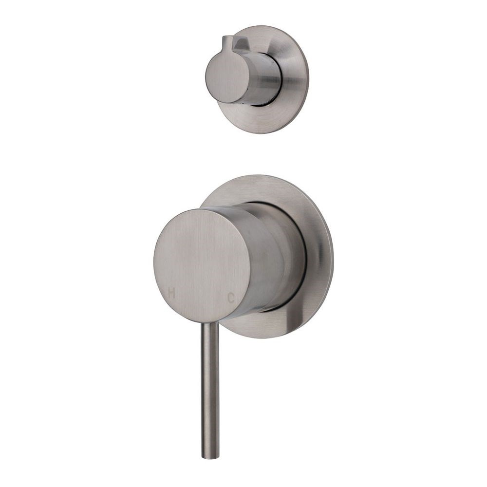 Kaya Wall Diverter Mixer, Small Round Plates, Brushed Nickel