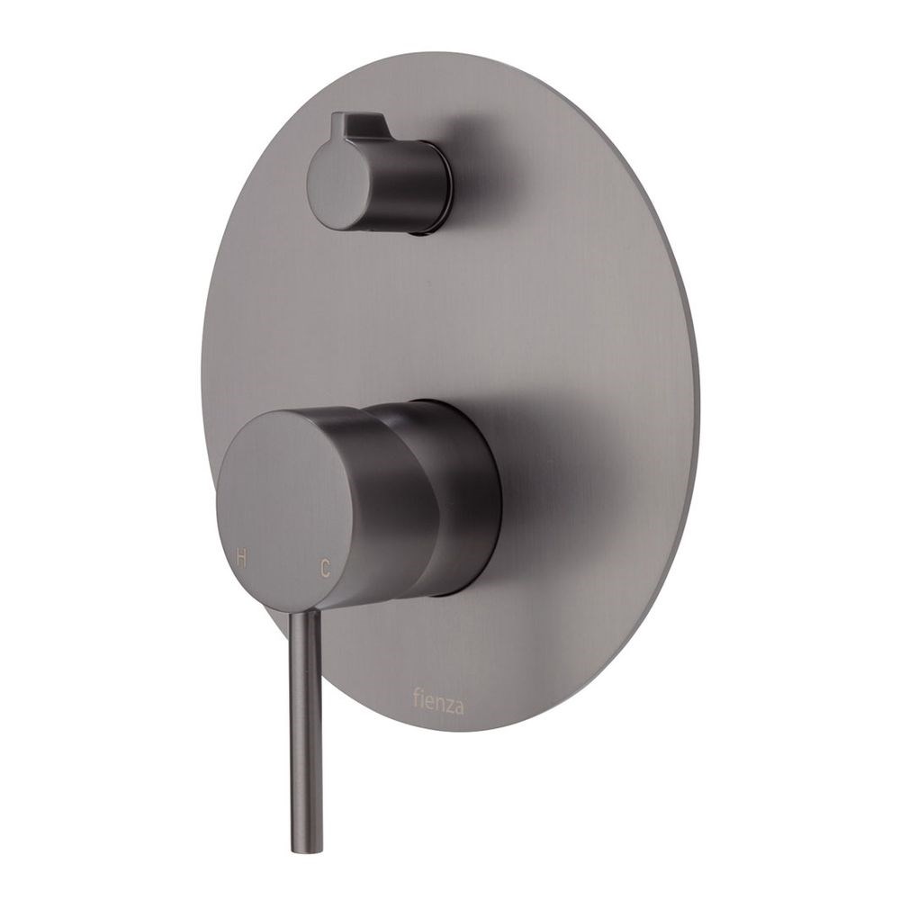 Kaya Wall Diverter Mixer, Large Round Plate, Gun Metal