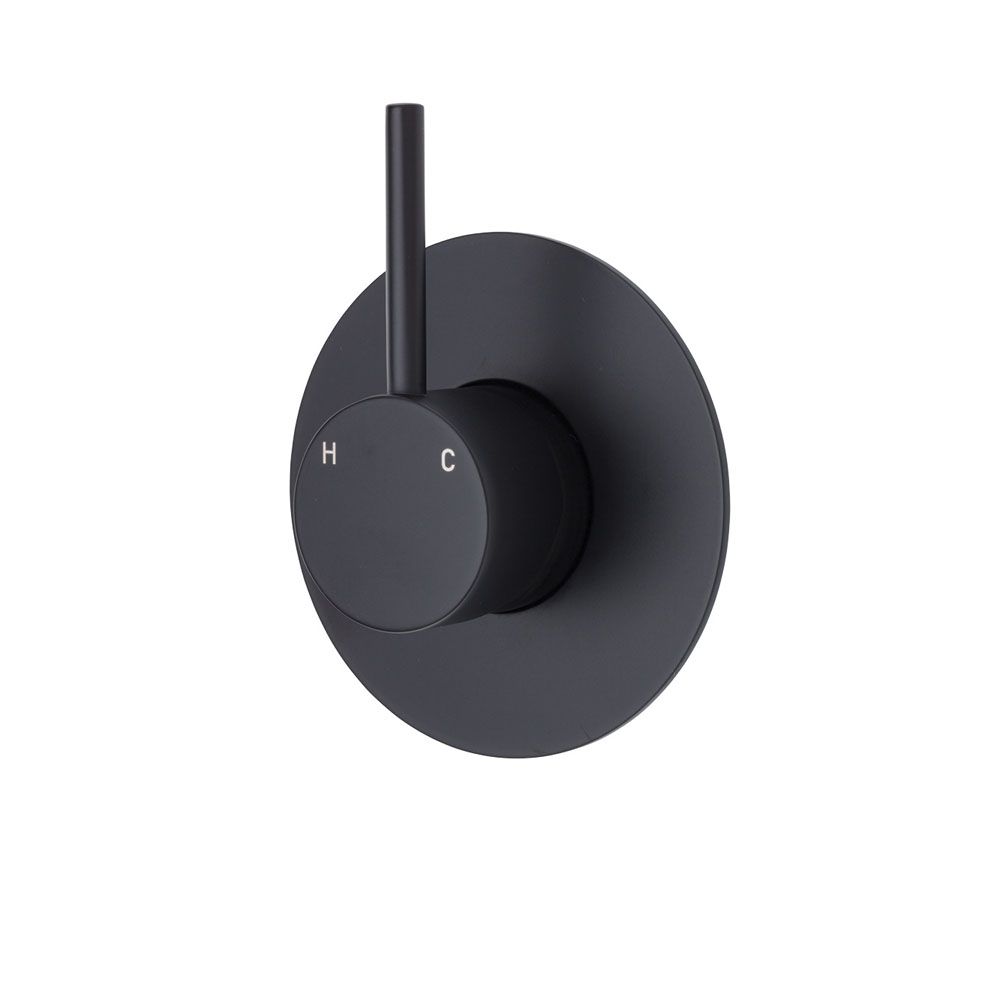Kaya Up Wall Mixer, Large Round Plate, Matte Black