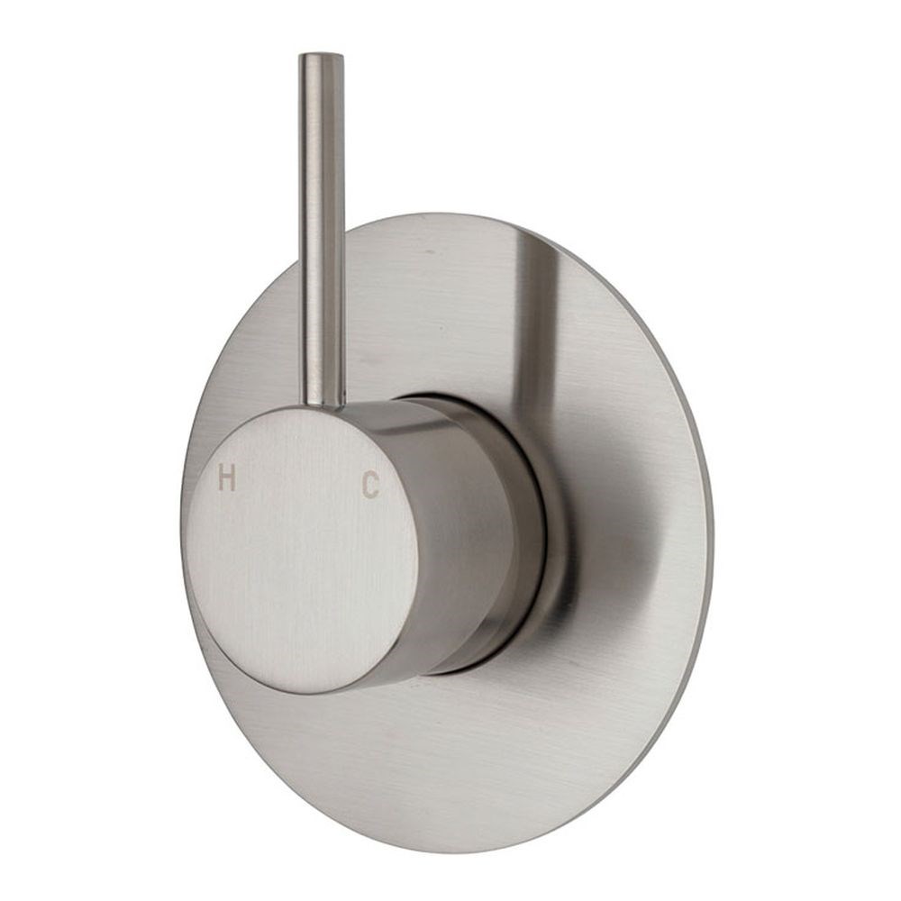 Kaya Up Wall Mixer, Large Round Plate, Brushed Nickel