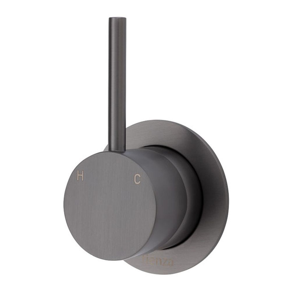 Kaya Up Wall Mixer, Small Round Plate, Gun Metal