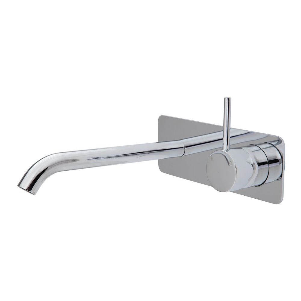 Kaya Up Wall Basin/Bath Mixer Set Square Plate, 200mm Outlet, Chrome