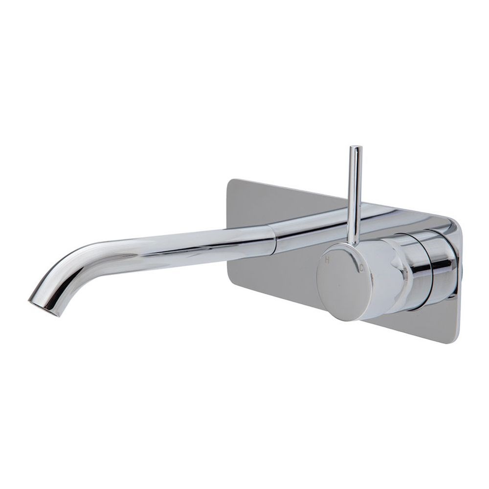 Kaya Up Wall Basin/Bath Mixer Set Square Plate, 160mm Outlet, Chrome