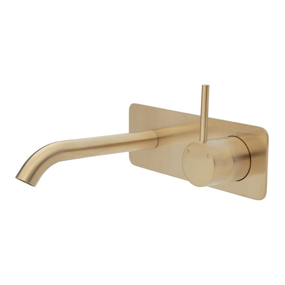 Kaya Up Wall Basin/Bath Mixer Set Square Plate, 160mm Outlet, Urban Brass