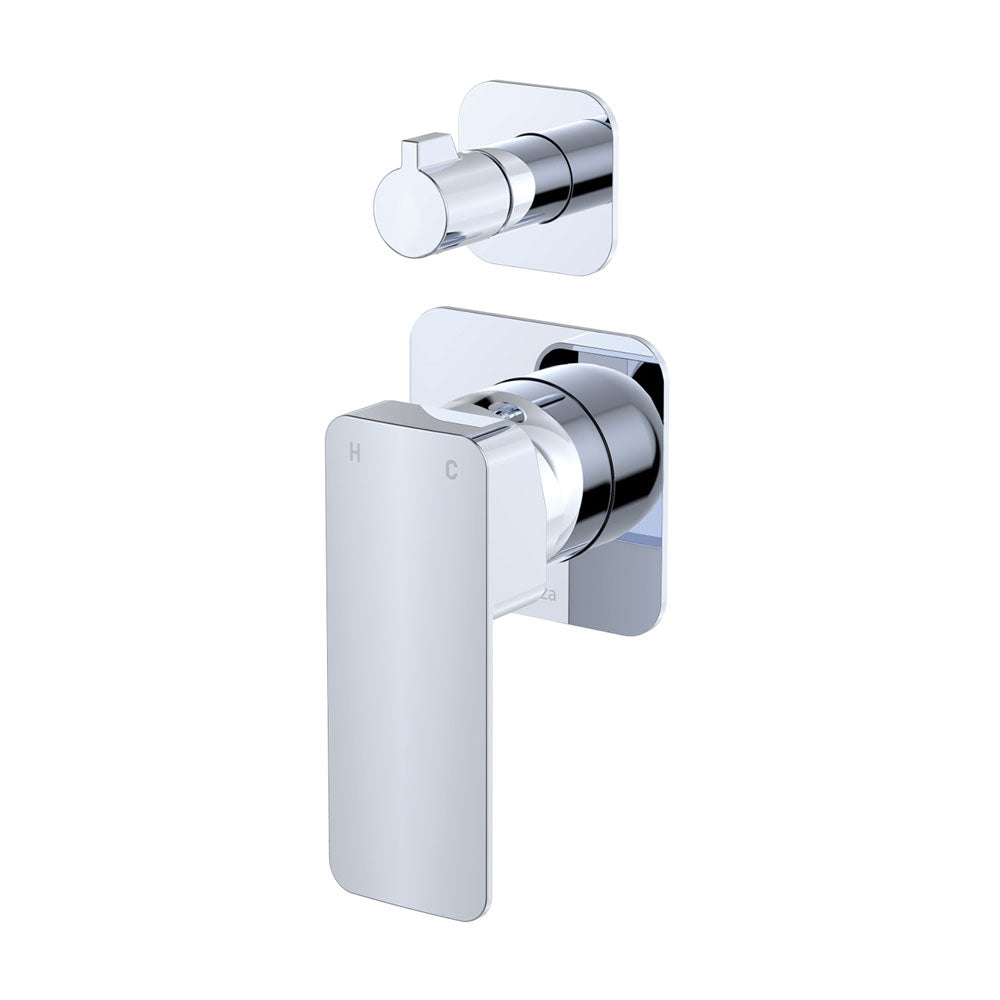 Fienza Tono Wall Diverter Mixer, Square Plates, Chrome