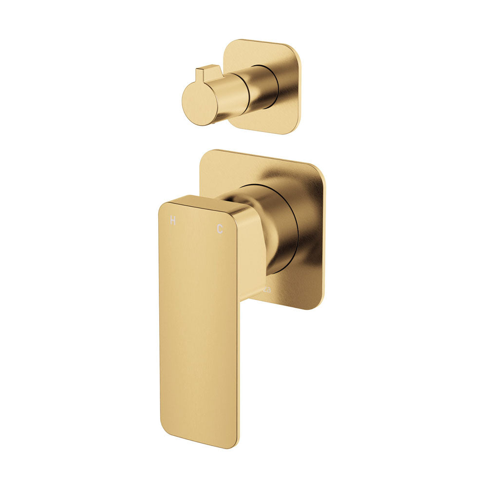 Fienza Tono Wall Diverter Mixer, Square Plates, Urban Brass