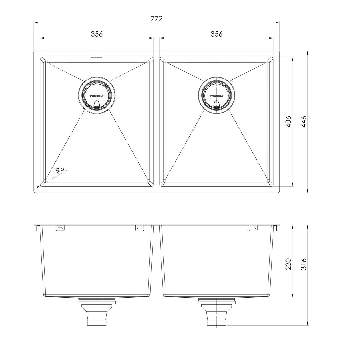 4000 Series Double Bowl Sink - Brushed Black