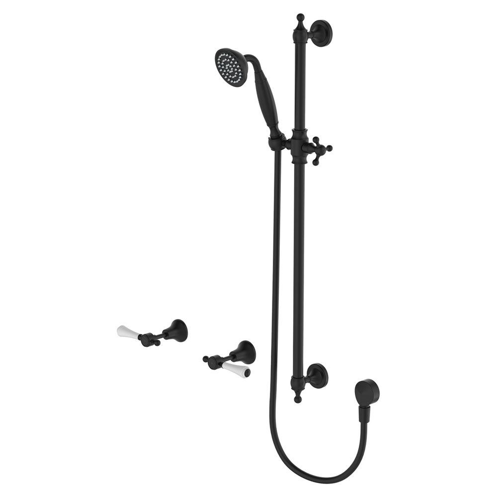 Lillian Lever Rail Shower Set, Matte Black