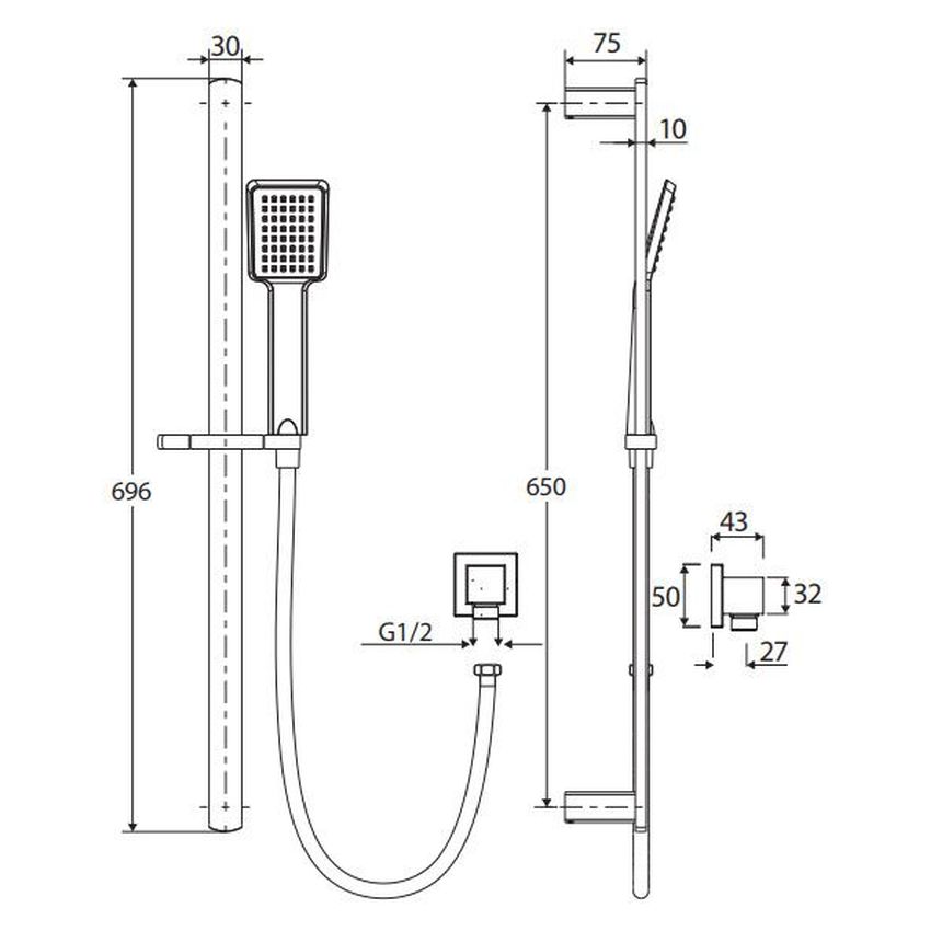 Koko Rail Shower, Matte Black