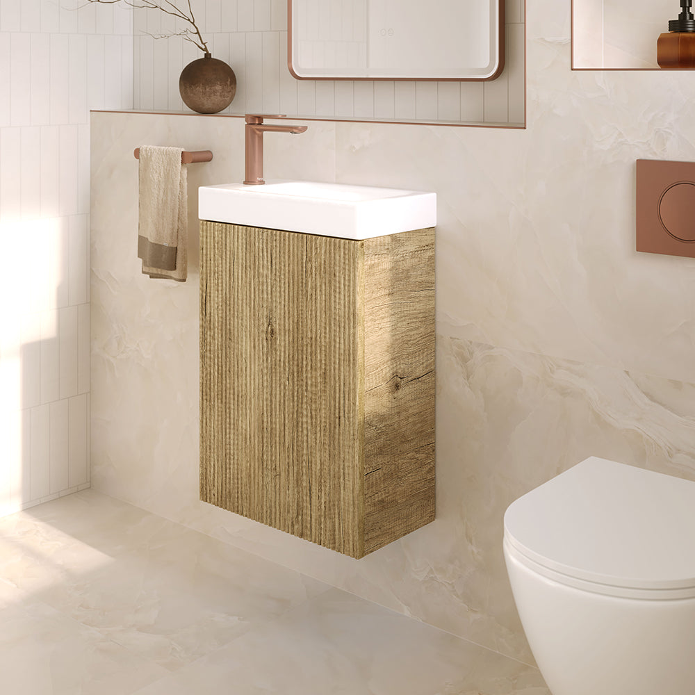 Fienza Denzel Minka 450 Wall-Hung Vanity, No Overflow, Scandi Oak