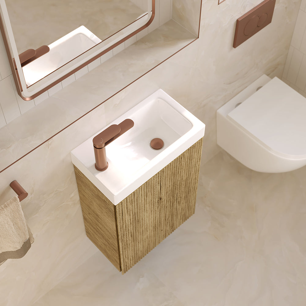 Fienza Denzel Minka 450 Wall-Hung Vanity, No Overflow, Scandi Oak