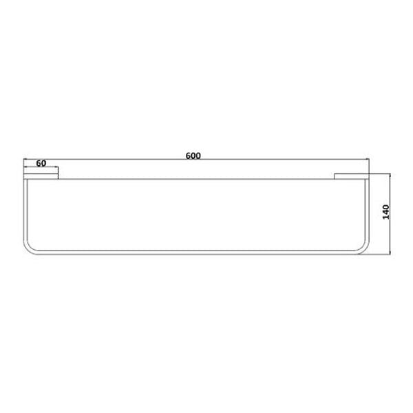 Inis Glass Shelf 600mm Chrome & Matte Black