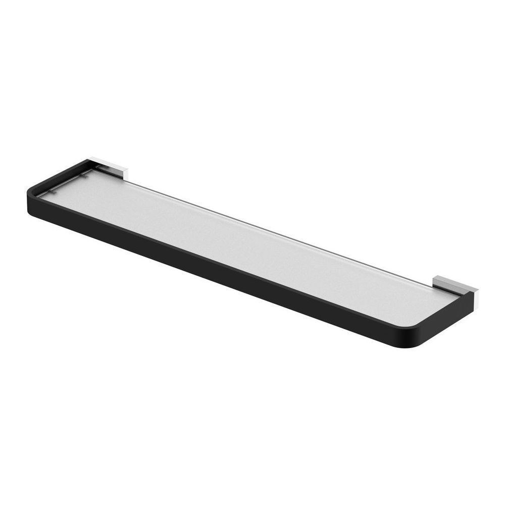 Inis Glass Shelf 600mm Chrome & Matte Black
