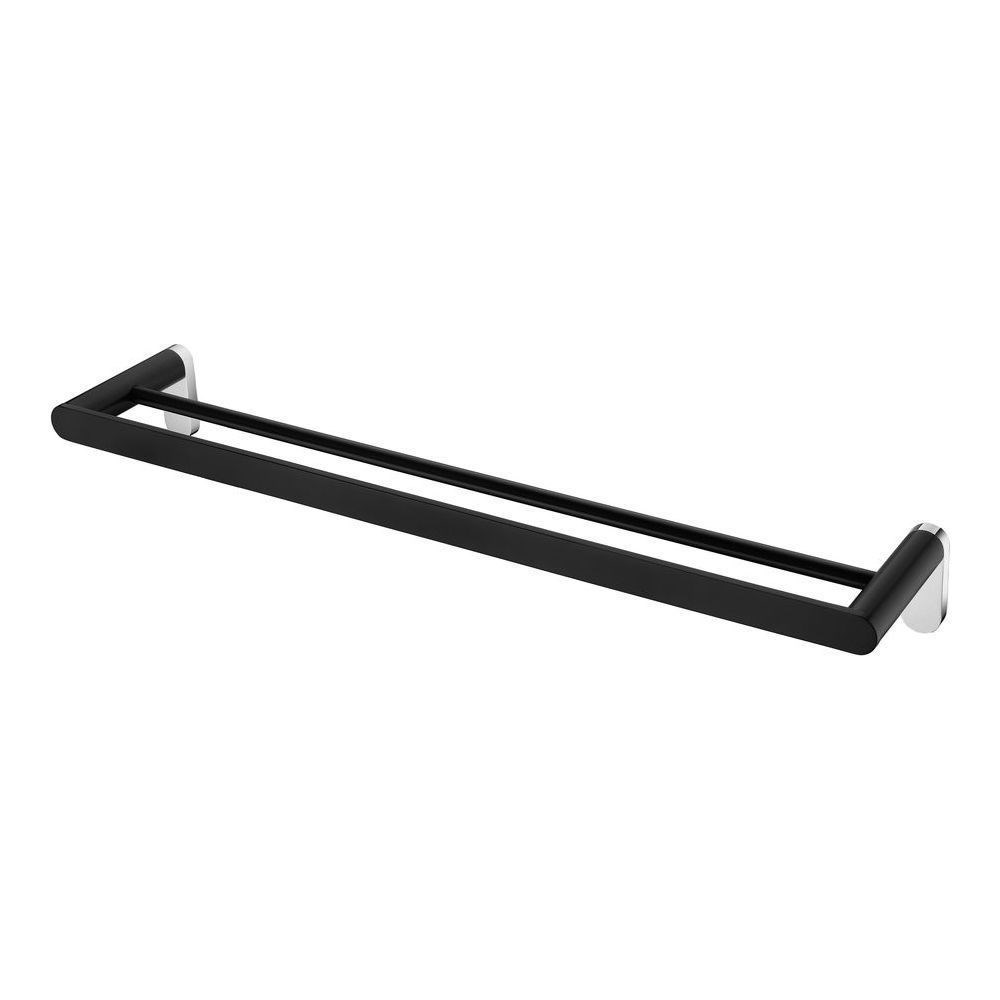 Akemi Double Towel Rail 800mm Chrome & Matte Black