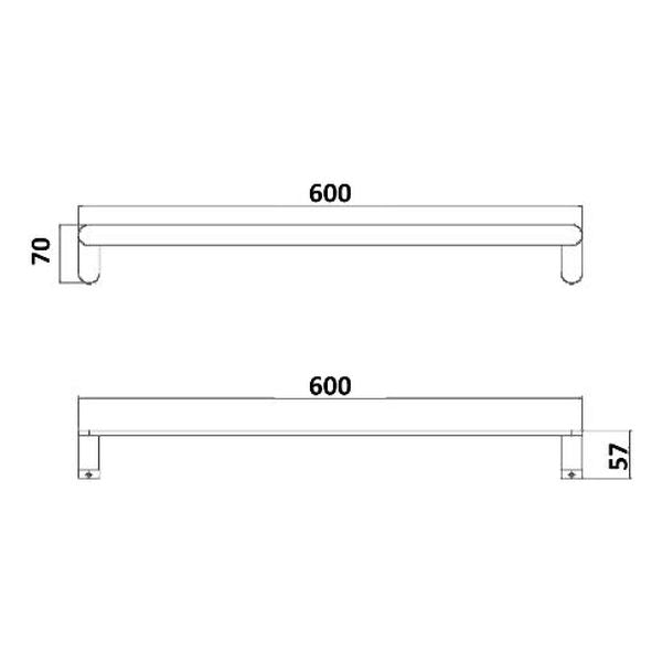 Akemi Single Towel Rail 600mm Chrome & Matte Black