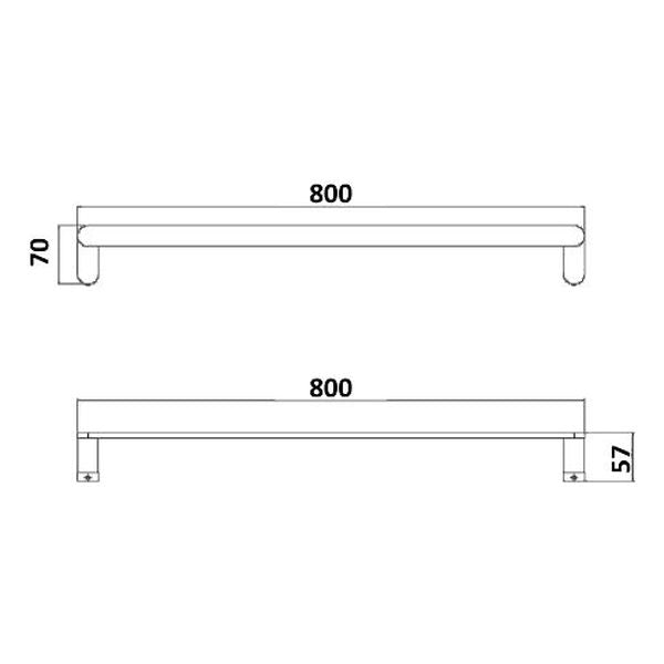 Akemi Single Towel Rail 800mm Chrome & Matte Black