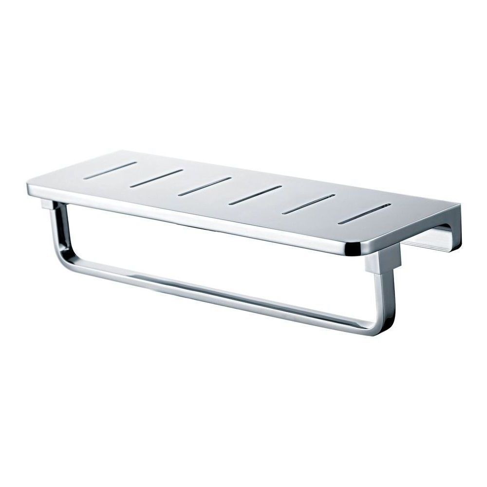 Inis Shelf Slotted Shelf with Towel Bar 300mm Chrome