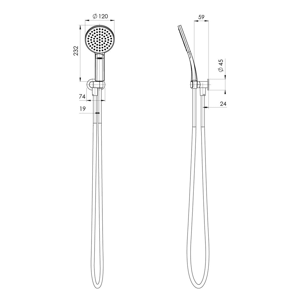 NX Quil Hand Shower - Chrome & Matte Black