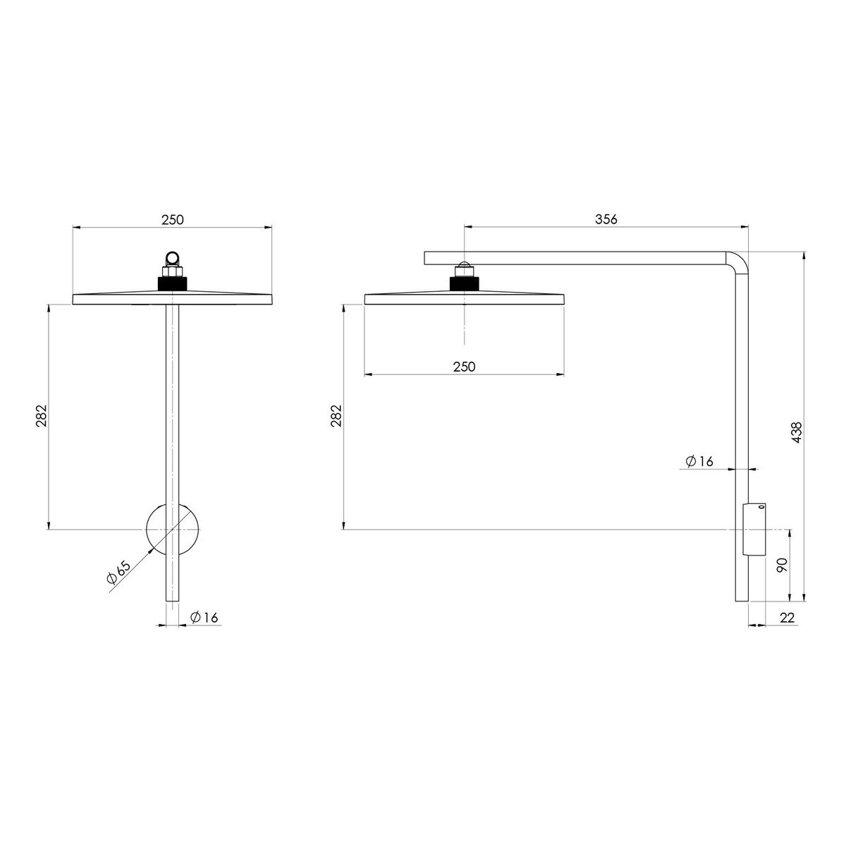 NX Iko Shower Arm & Rose - Matte Black