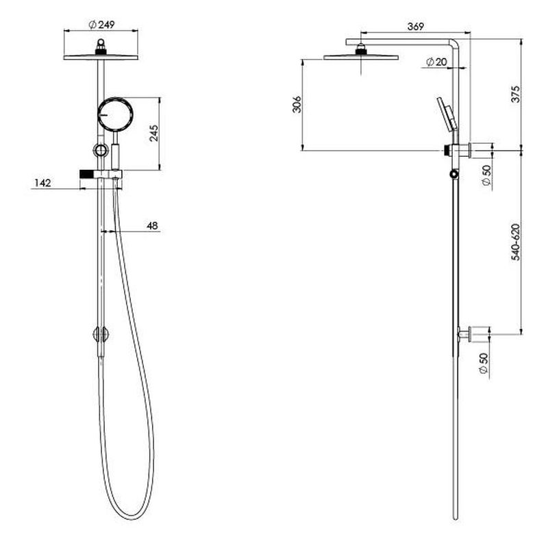 NX Iko Twin Shower - Matte Black